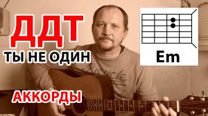 ДДТ - ТЫ НЕ ОДИН (КАК ИГРАТЬ НА ГИТАРЕ) ПРОСТАЯ ПЕСНЯ - АККОРДЫ БЕЗ БАРРЭ