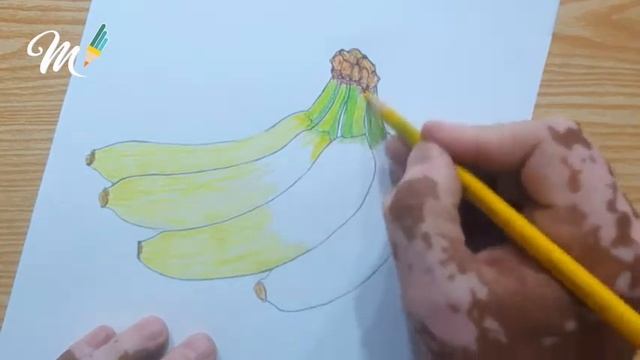 how to draw banana bunch 3d || banan bunch drawing easy || 3d banana drawing || fruit drawing