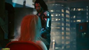 Альт и Джонни на крыше Cyberpunk 2077