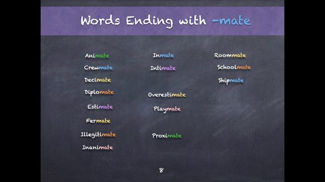 Words Ending with -ate