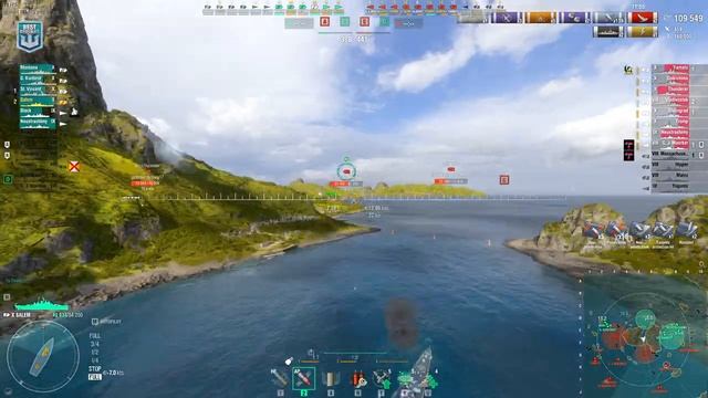 Cruiser Salem: Middle rush on map Two Brothers - World of Warships смотреть онлайн