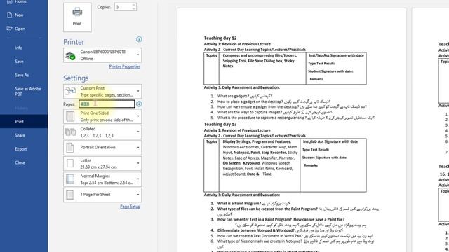 Print | word and excel courses online free | Lecture 25