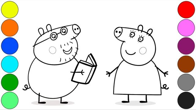 Peppa pig | Coloring pages for kids | Нарисовать Свинку Пеппу смотреть онлайн