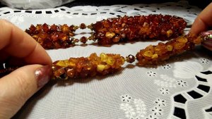 KONOVA SVETLANA. ПЕРЕДЕЛКИ. Мои украшения: бусы - колье из каменной крошки. Янтарь и турмалин.