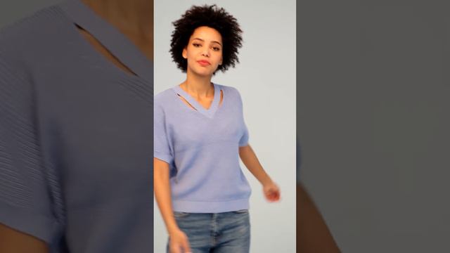 Обзор женского голубого джемпера с коротким рукавом VAY 211-41167 смотреть онлайн