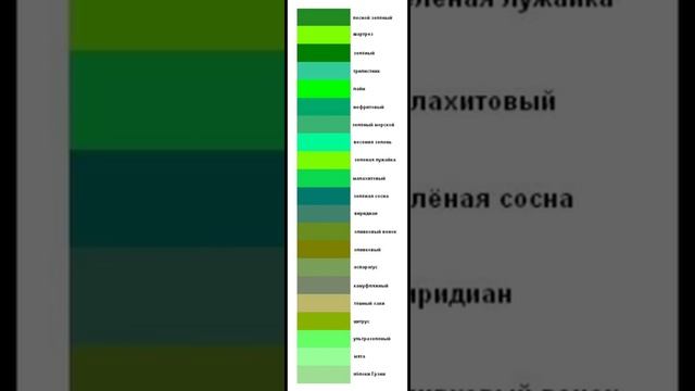 оттенки зелёного и их названия ? # short