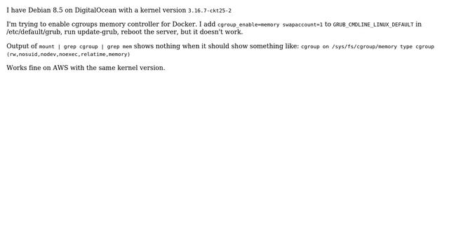 DevOps & SysAdmins: Can't enable cgroups memory controller смотреть онлайн