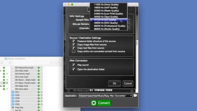 Easy WAV Converter App converts audio files of different formats to WAV format