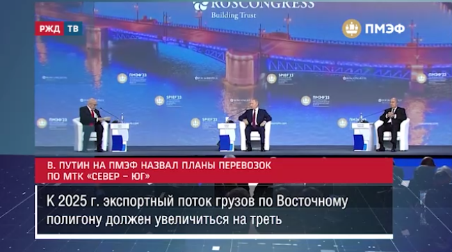 Владимир Путин на ПМЭФ назвал планы перевозок по МТК «Север – Юг» ||  Новости 16.06.2023