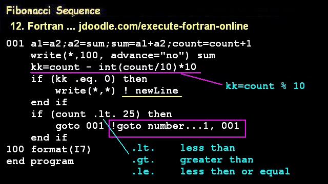 [Adam-045] 코딩,프로그래밍 - 피보나치수열 Fibonacci Fortran (16 Lan-goto, if,cond,comparison operator,printf) смотреть онлайн