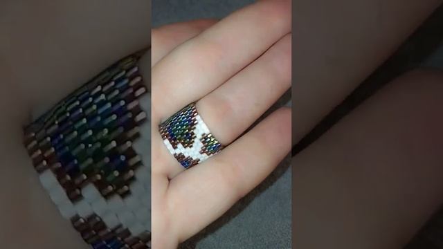 Кольцо из бисера "Питон" Мозаичное плетение. Handmade ring