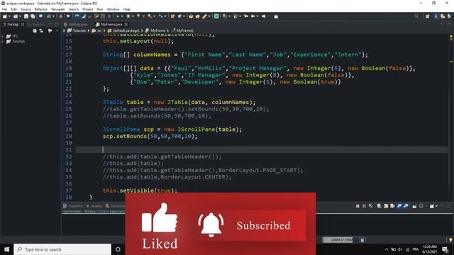 Java GUI Tutorial #44 - Creating A Table In Java GUI Using JTable Class And Methods