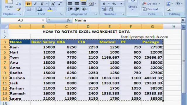 How to rotate or transpose Excel worksheet data