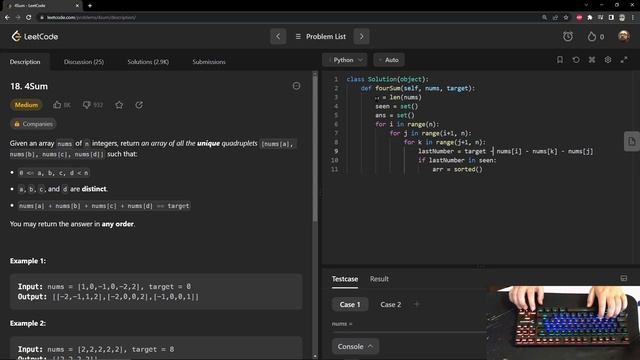 ASMR Leetcode: #18 4Sum Python Solution смотреть онлайн