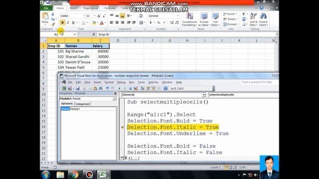Multiple cells selection, formatting cells and font | Simple and Easy VBA Code смотреть онлайн