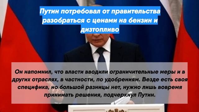 Путин потребовал от правительства разобраться с ценами на бензин и дизтопливо