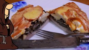 Мясо По-Русски Рецепт сочного мяса с картошкой помидорами и грибами в мультипечи