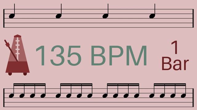 Metronome Click Track - 1 Bar Quarter to Sixteenth Notes 135 bpm - Smartronome смотреть онлайн