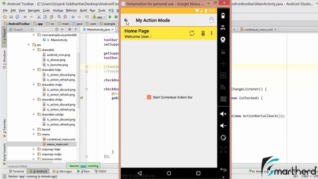 #204 Android CONTEXTUAL MENU. Material Design Toolbar : Part - 5 смотреть онлайн