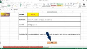 Función HOJAS Excel 2013: 207 de 448 HD