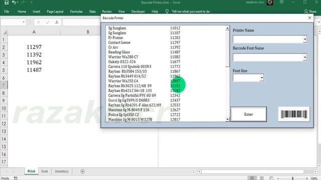 Create Barcode Printing Setup Form  Excel VBA