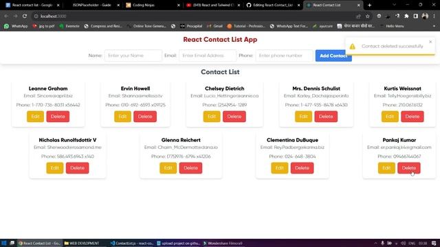 React Contact List API смотреть онлайн