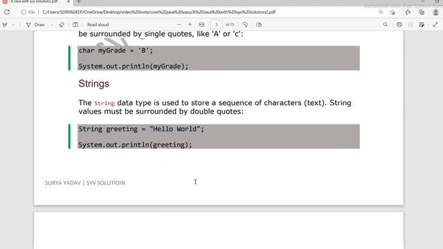 Data Types In Java || Type Casting In Java || #syvsolution #java