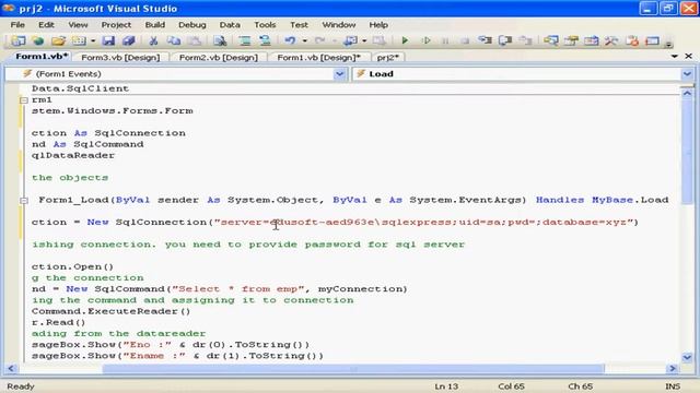 VB.Net Forms in Telugu-SQL Server Data Access using Code-Lesson-17