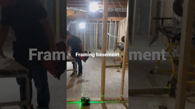 Framing basement #contractor #framing #team #milwaukeetools #milwaukee #laser #level