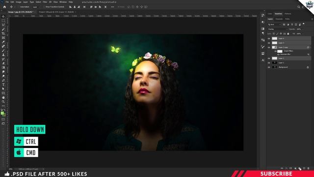 Learn to Create Easy Glow Effect in Photoshop | Glowing Butterfly Effects | PE108