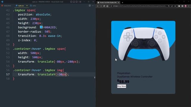 Animated PS5 Product Card Design using Html And CSS | CSS UI Card Animation