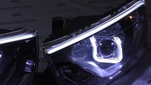 Тюнинг фары Гранта Fl с Би линзой Подковы с ангельск. глазками ДХО и бегающ. поворотн. | AvtoKluch6