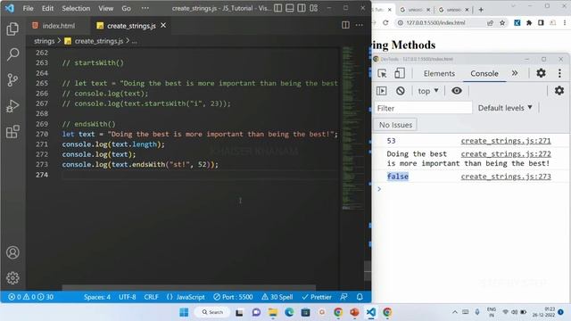 Strings-String Methods - Part - 5 (final Part) || JavaScript tutorial for Beginners || Tutorial - 2