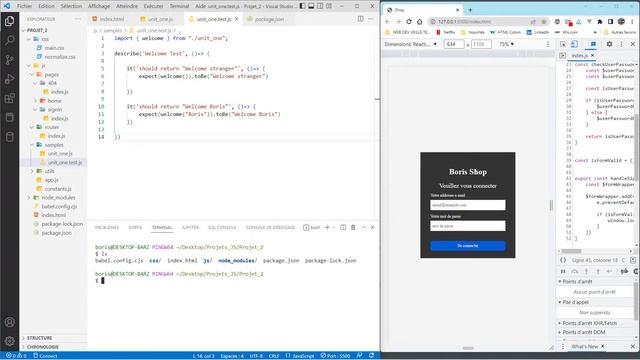 JavaScript : Example of a unit test.