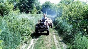 Мотоблоком под горку с грузом