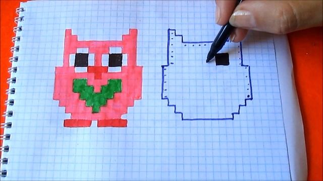 Как нарисовать Простую Сову по клеточкам в тетради How to Draw Owl by cells Pixel Art for Kids смотреть онлайн