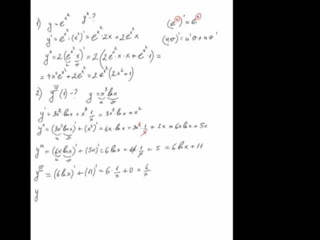 Производные высших порядков (решение примеров)