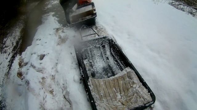 НЕ лёгкий ПУТЬ НА ЗИМНЮЮ РЫБАЛКУ 26.04.2020. В брод через реку на мотобуксировщике. смотреть онлайн