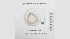 2 м/5 м/10 м гирлянда с зажимом для фотографий светодиодная Usb наружная гирлянда на