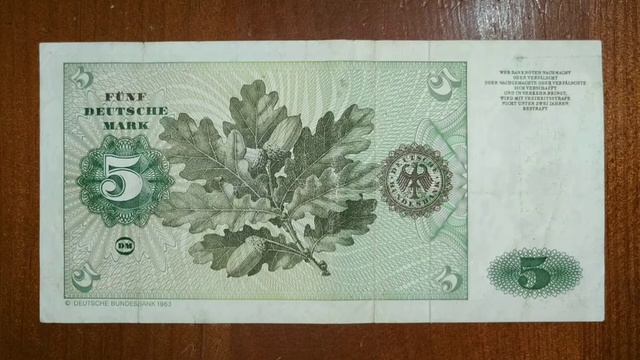 Банкнота ФРГ. 5 Марок. 1980 года.
