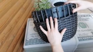 МК двухцветное кашпо из ротанга. Наращивание лент ротанга.