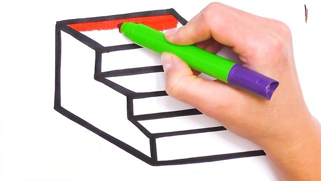 Учимся рисовать простые рисунки. Раскраска для детей РАДУЖНАЯ ЛЕСТНИЦА. Раскраски Малышам. смотреть онлайн