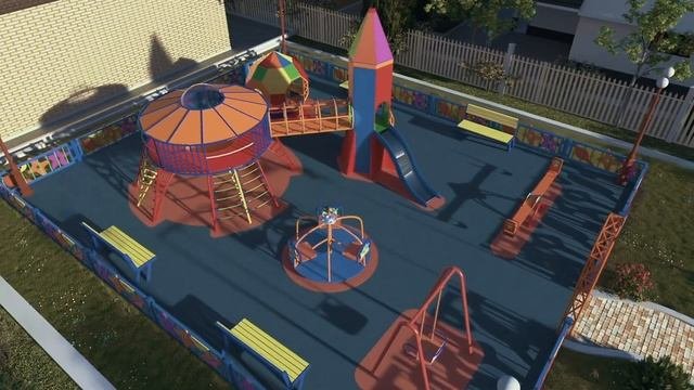 Графическая 3d анимация - визуализация коттеджного посёлка. Визуализация экстерьера