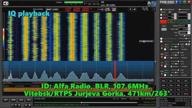 29.09.2023 08:16UTC, [Tropo], Альфа Радио, Витебск, Белоруссия, 107.6МГц, 471км