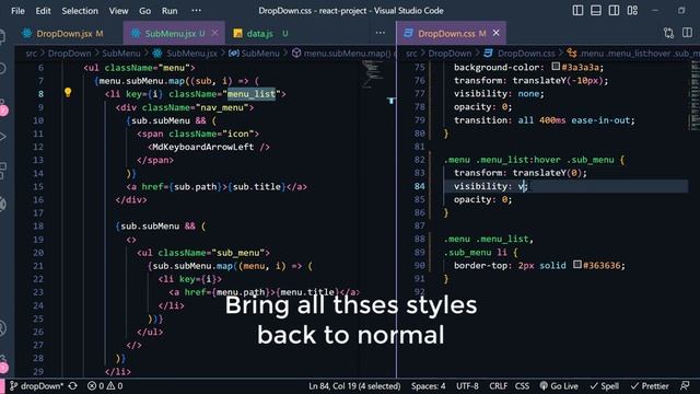React JS project, build a responsive header with dropdown. React JS for beginners, 2023