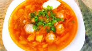 СИБИРСКИЙ БОРЩ с тефтелями и фасолью