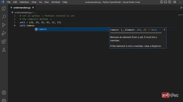 Set Remove Python | Lecture 59 | Python for Beginners