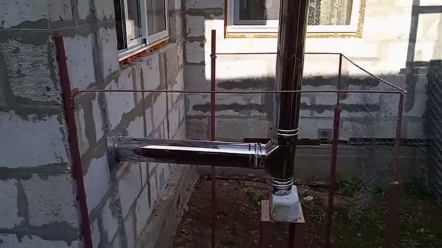 4. Монтаж дымовой трубы. Делаем отопление дома своими руками #отоплениевдоме