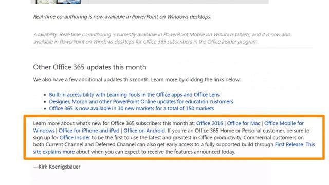 Office 365 Update for January 2017 смотреть онлайн