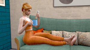 Drink Coffee holding a Macbook Pro and Iphone I Sims 4 Animation Pack